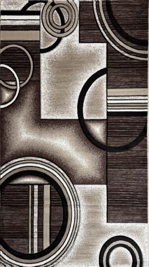 covor geometric cu cercuri maro bej 160x230 cm