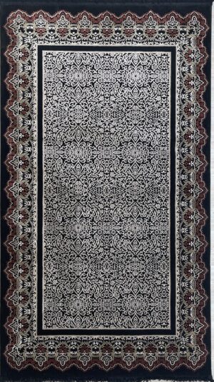 covor clasic oriental gri cu bordura bordo 160x230 cm