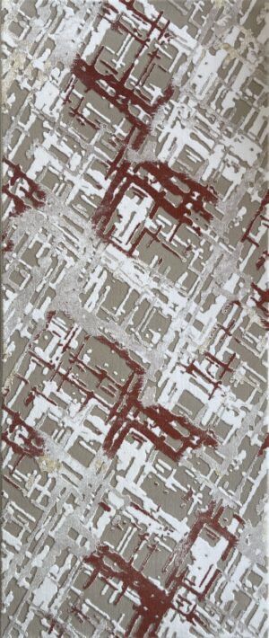 covor geometric crem cu accente rosu 160x230 cm