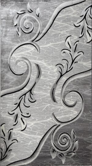covor ornamental gri cu model floral 160x230 cm